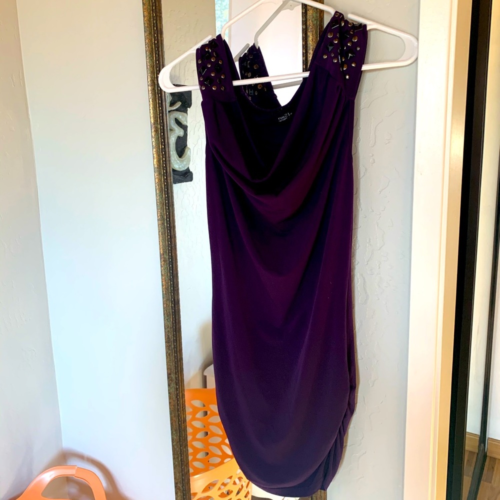 Purple Sequin Mini Prom Dress